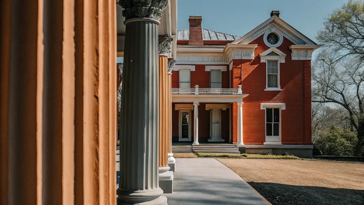 Historic fraternal lodge building exterior in Tennessee with period architectural details
